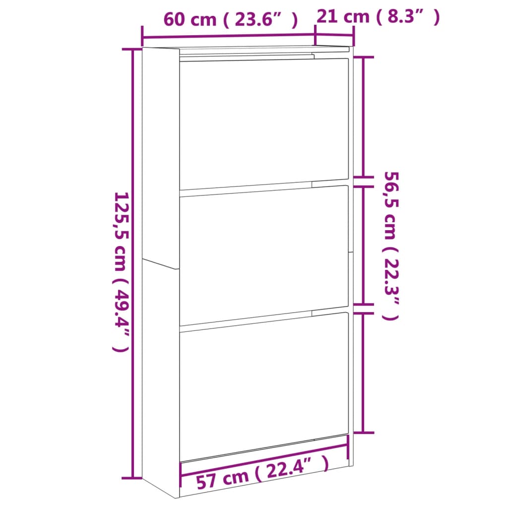 Schuhschrank Schwarz 60x21x125,5 cm Holzwerkstoff