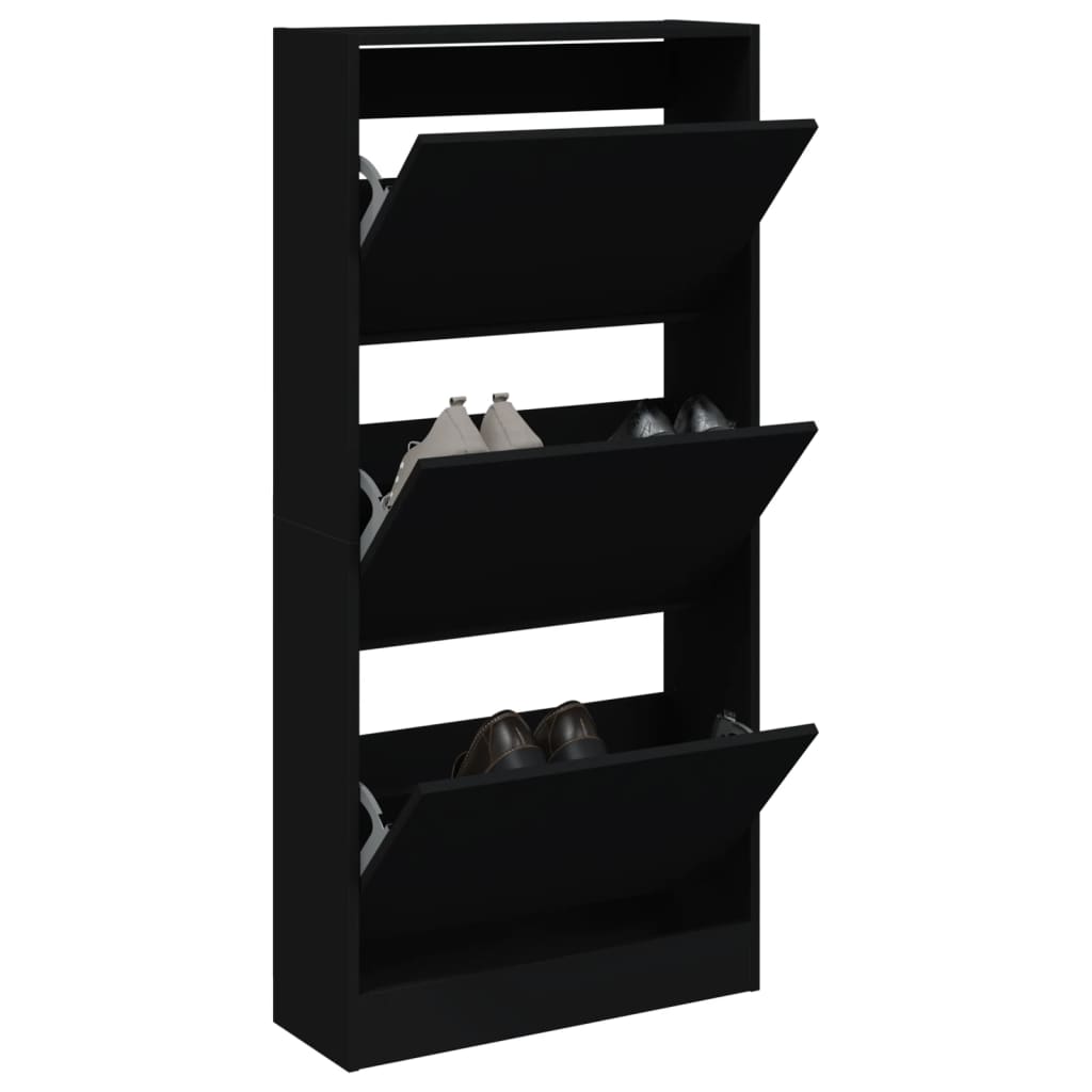Schuhschrank Schwarz 60x21x125,5 cm Holzwerkstoff