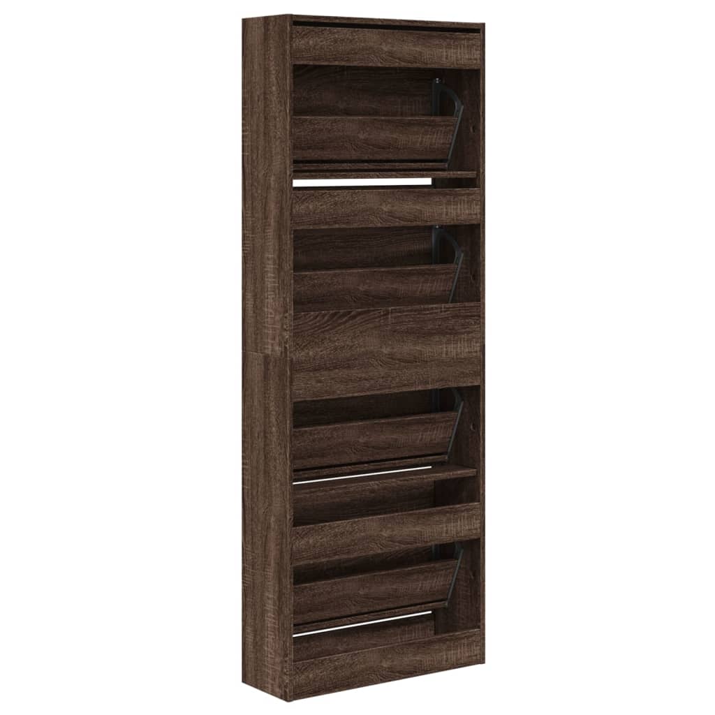 Schuhschrank Braun Eichen-Optik 60x21x163,5 cm Holzwerkstoff