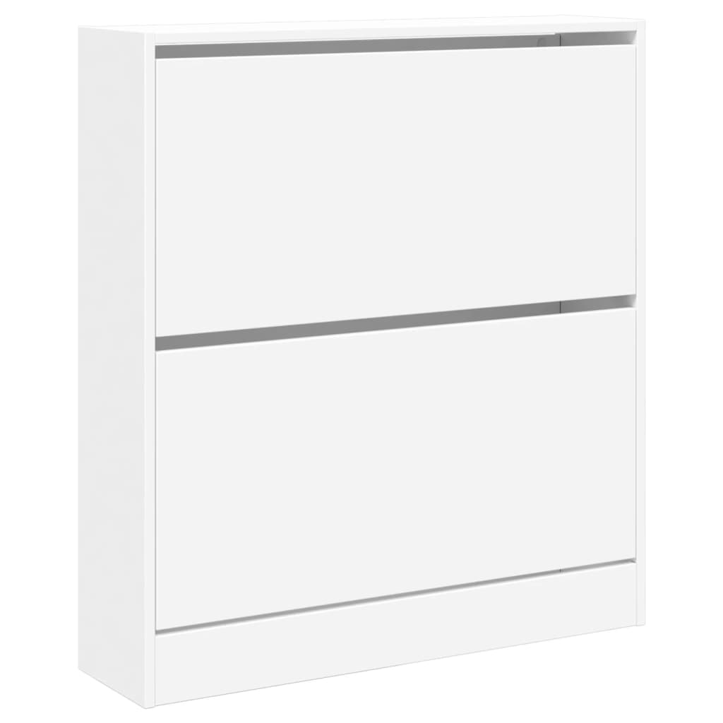 Shoe Cabinet White 80x21x87.5 cm Wood Material