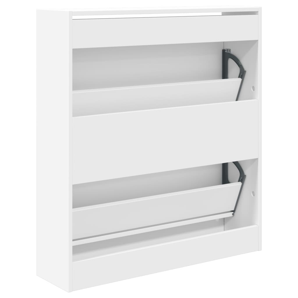 Shoe Cabinet White 80x21x87.5 cm Wood Material