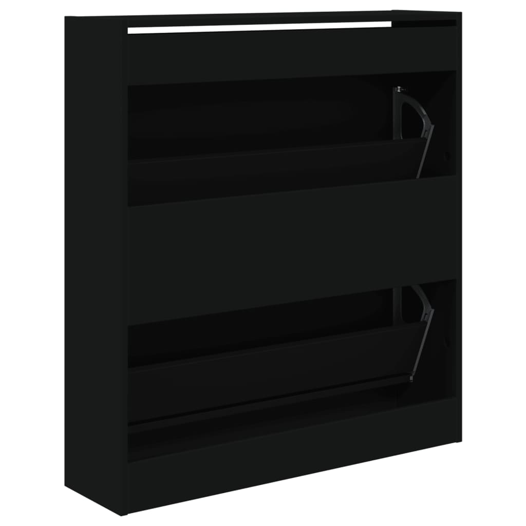 Shoe Cabinet Black 80x21x87.5 cm Wood Material