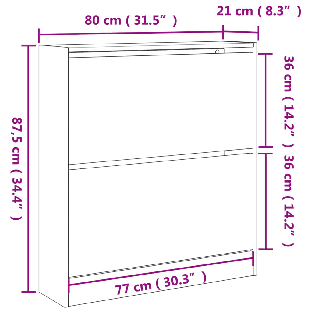 Shoe Cabinet Black 80x21x87.5 cm Wood Material
