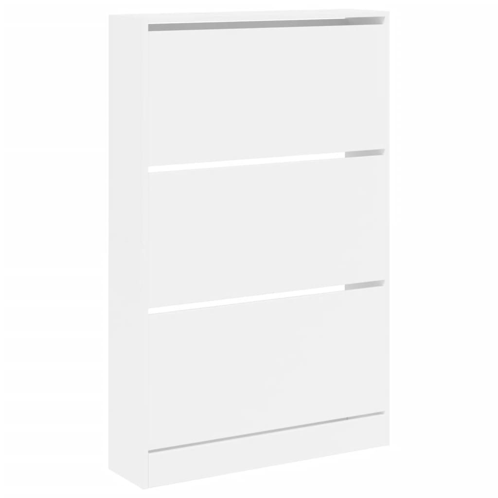 Shoe Cabinet White 80x21x125.5 cm Wood Material