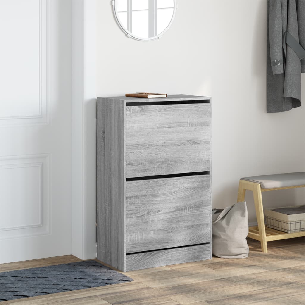 Shoe Cabinet Gray Sonoma 60x34x96.5 cm Wood Material