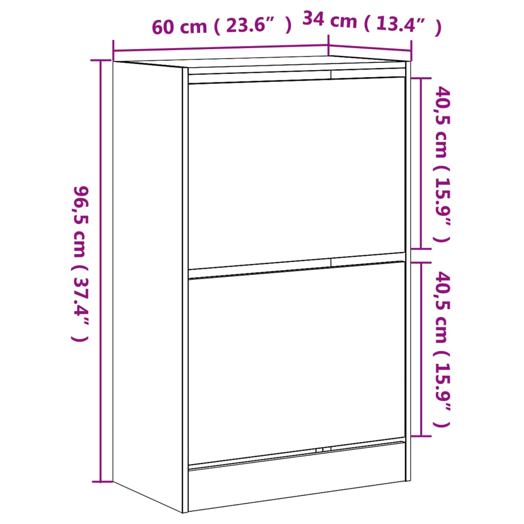 Shoe Cabinet Gray Sonoma 60x34x96.5 cm Wood Material