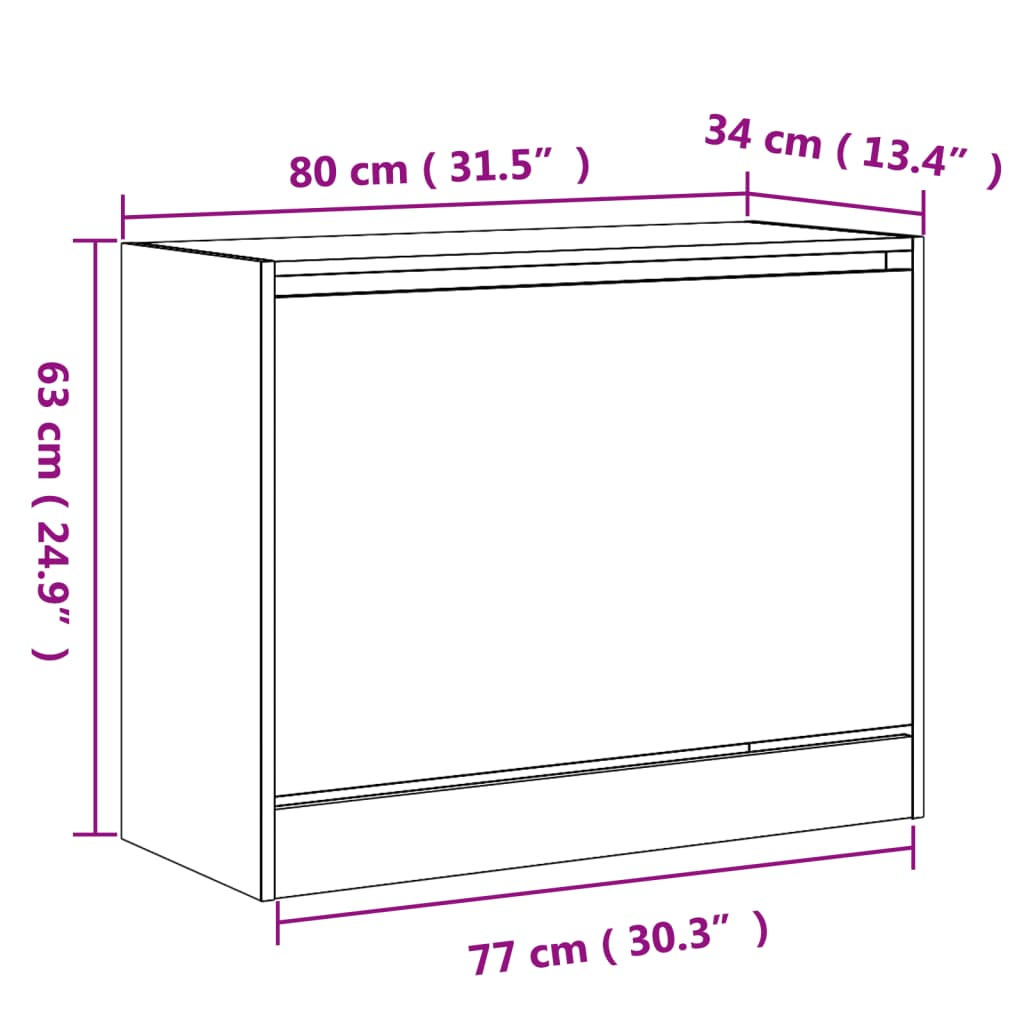 Shoe Cabinet Brown Oak Look 80x34x63 cm Wood Material