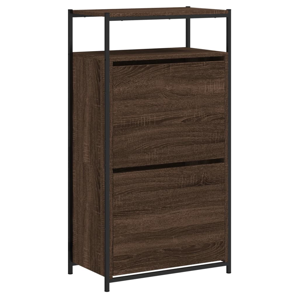 Shoe Cabinet Brown Oak Look 60x34x112 cm Wood Material