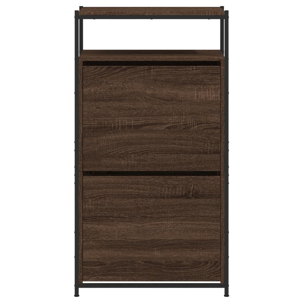 Shoe Cabinet Brown Oak Look 60x34x112 cm Wood Material