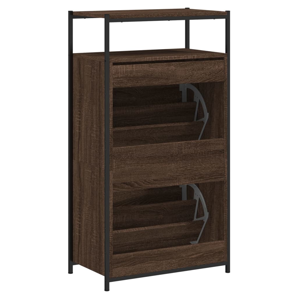 Shoe Cabinet Brown Oak Look 60x34x112 cm Wood Material
