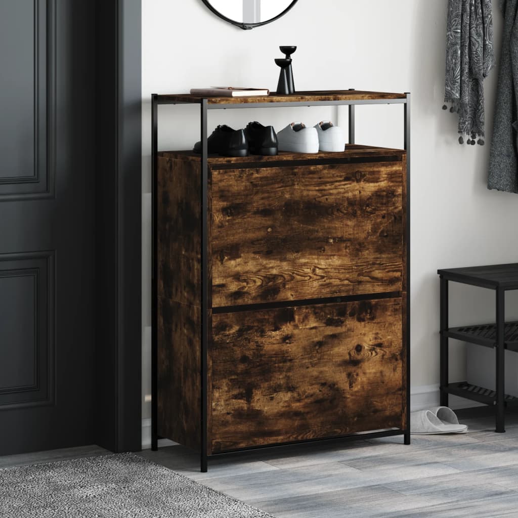 Shoe Cabinet Smoked Oak 75x34x112 cm Wood Material