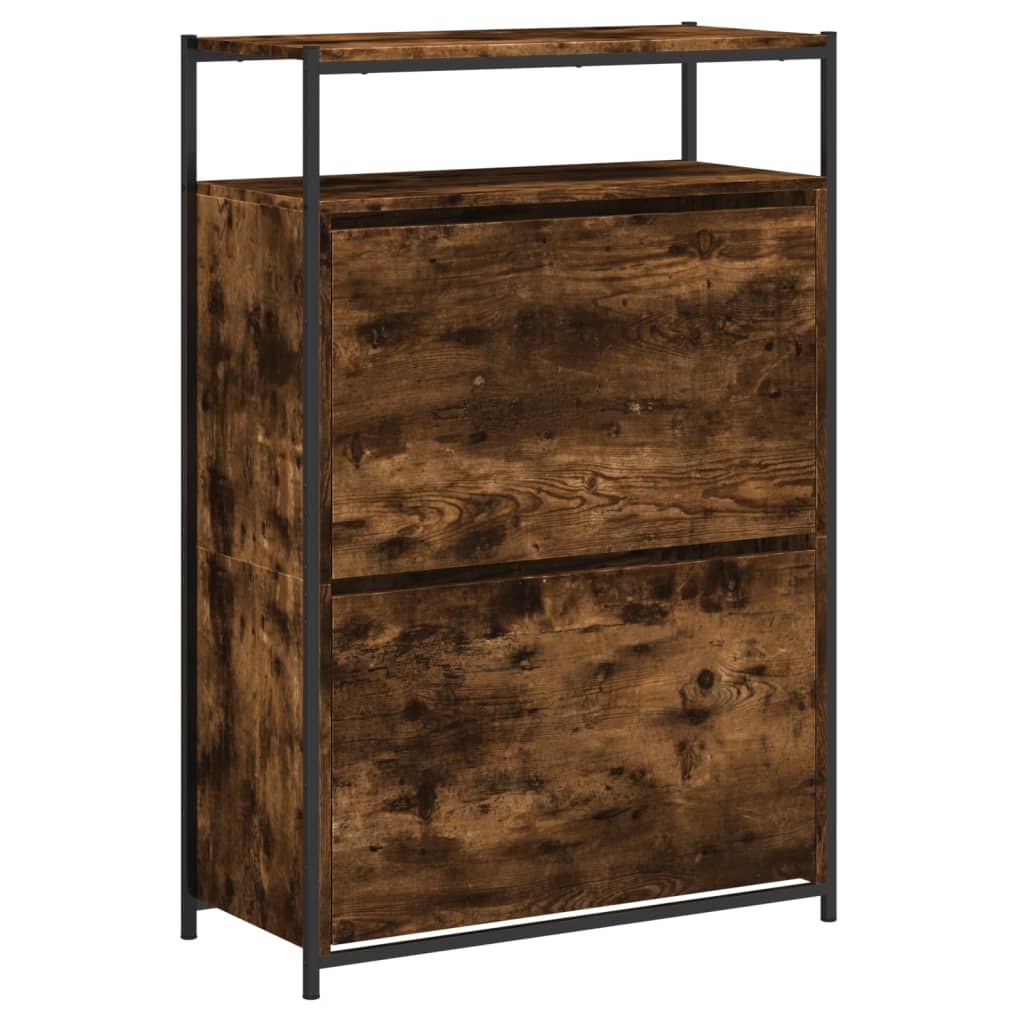 Shoe Cabinet Smoked Oak 75x34x112 cm Wood Material