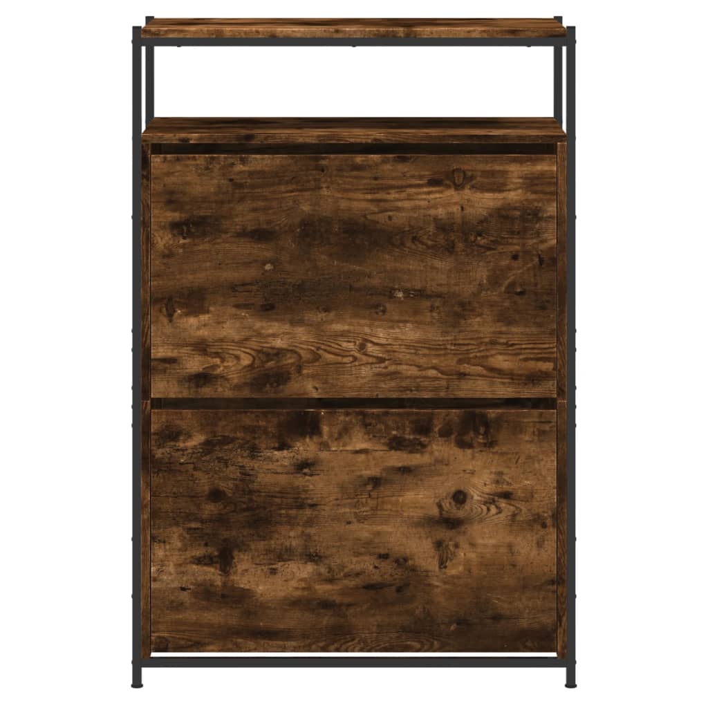 Shoe Cabinet Smoked Oak 75x34x112 cm Wood Material