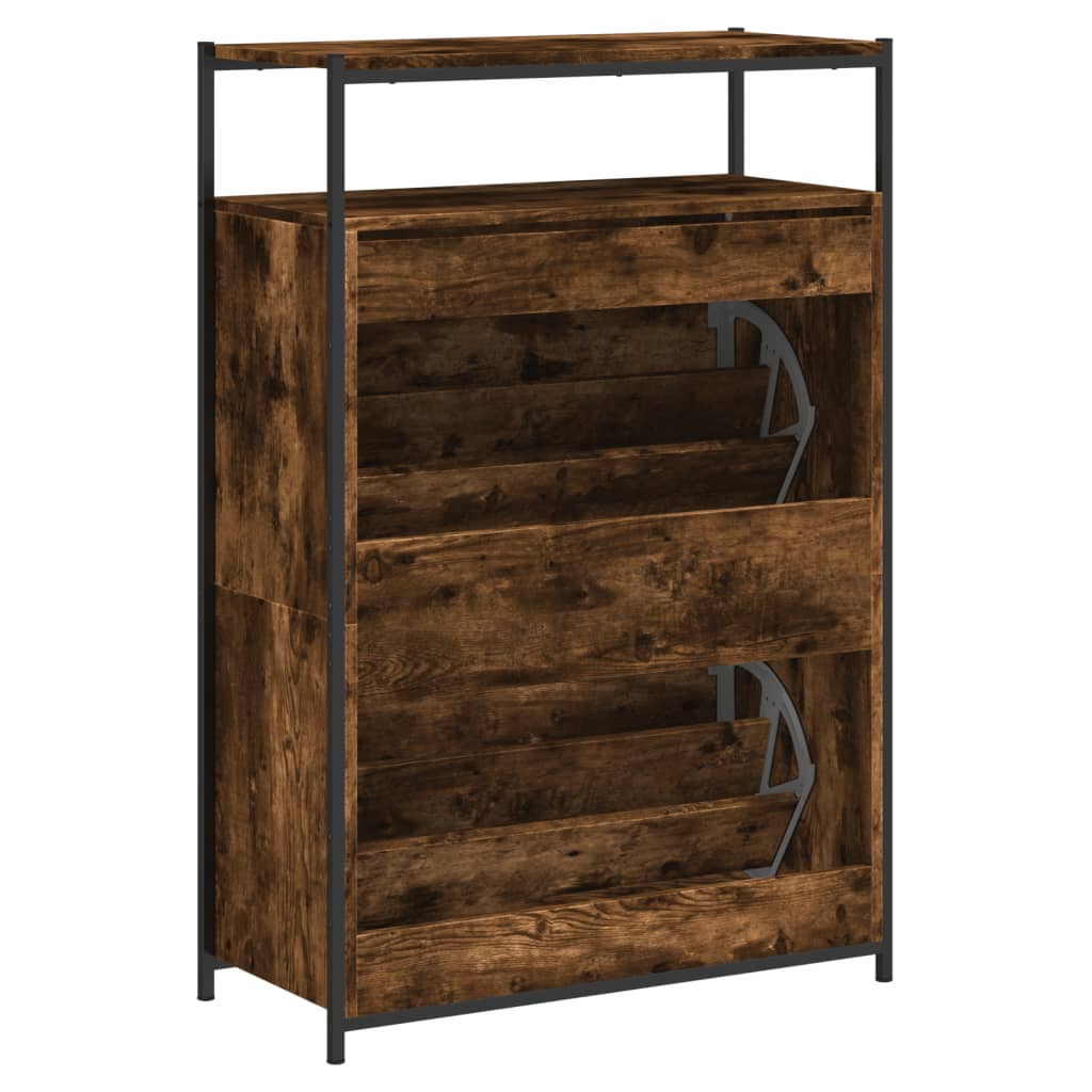 Shoe Cabinet Smoked Oak 75x34x112 cm Wood Material