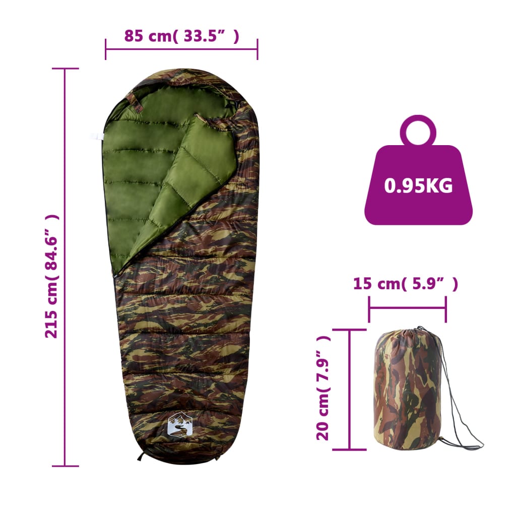 Mummy sleeping bag for adults camping 3 seasons