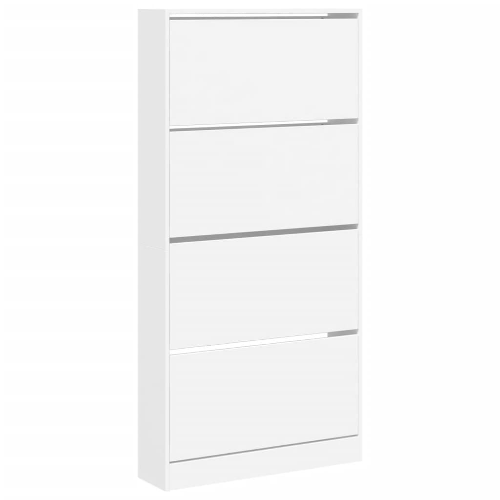 Shoe cabinet with 4 flaps white 80x21x163.5 cm