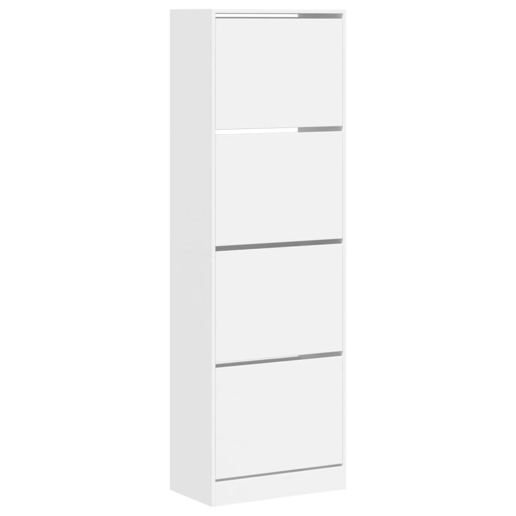 Shoe cabinet with 4 flaps white 60x34x187.5 cm