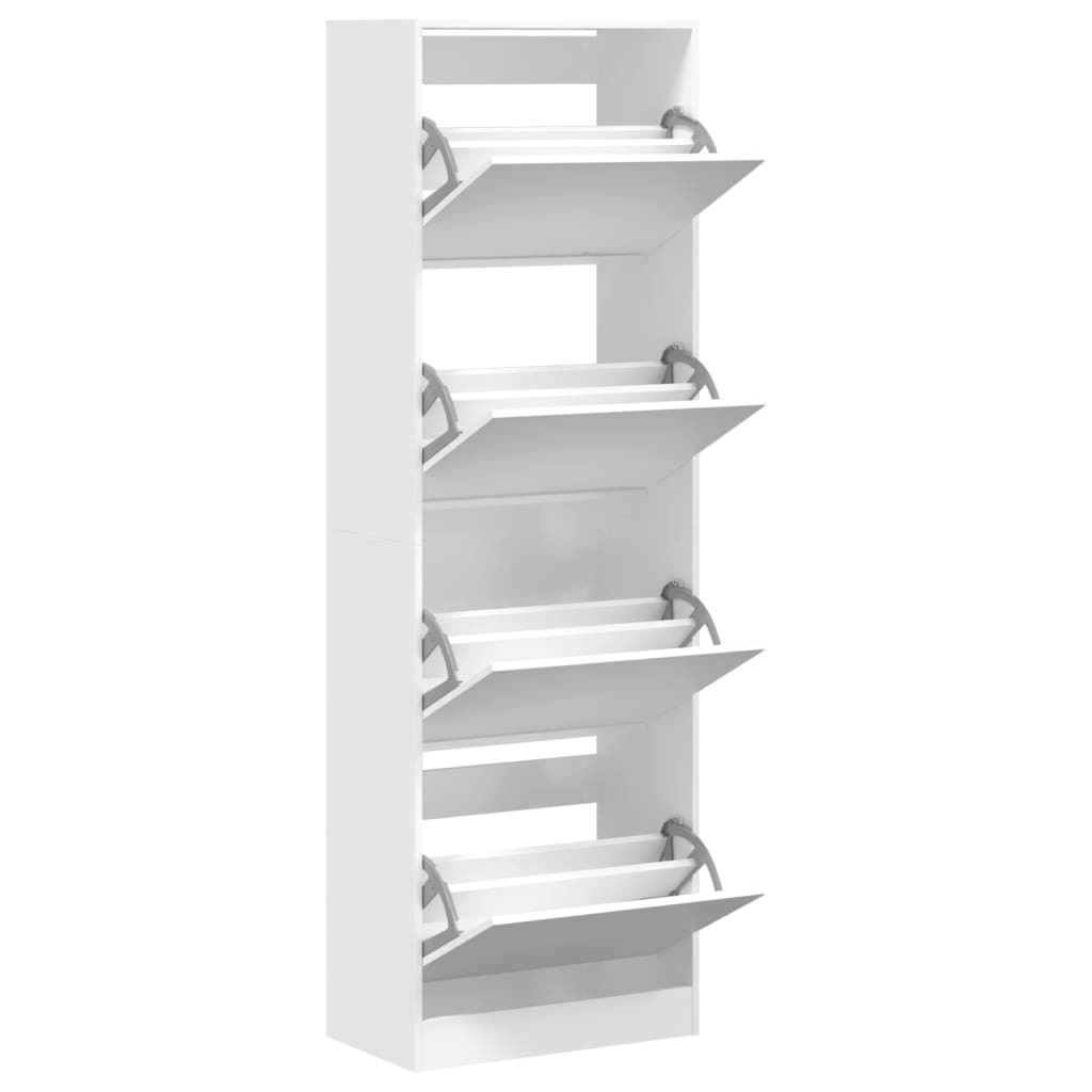 Shoe cabinet with 4 flaps white 60x34x187.5 cm
