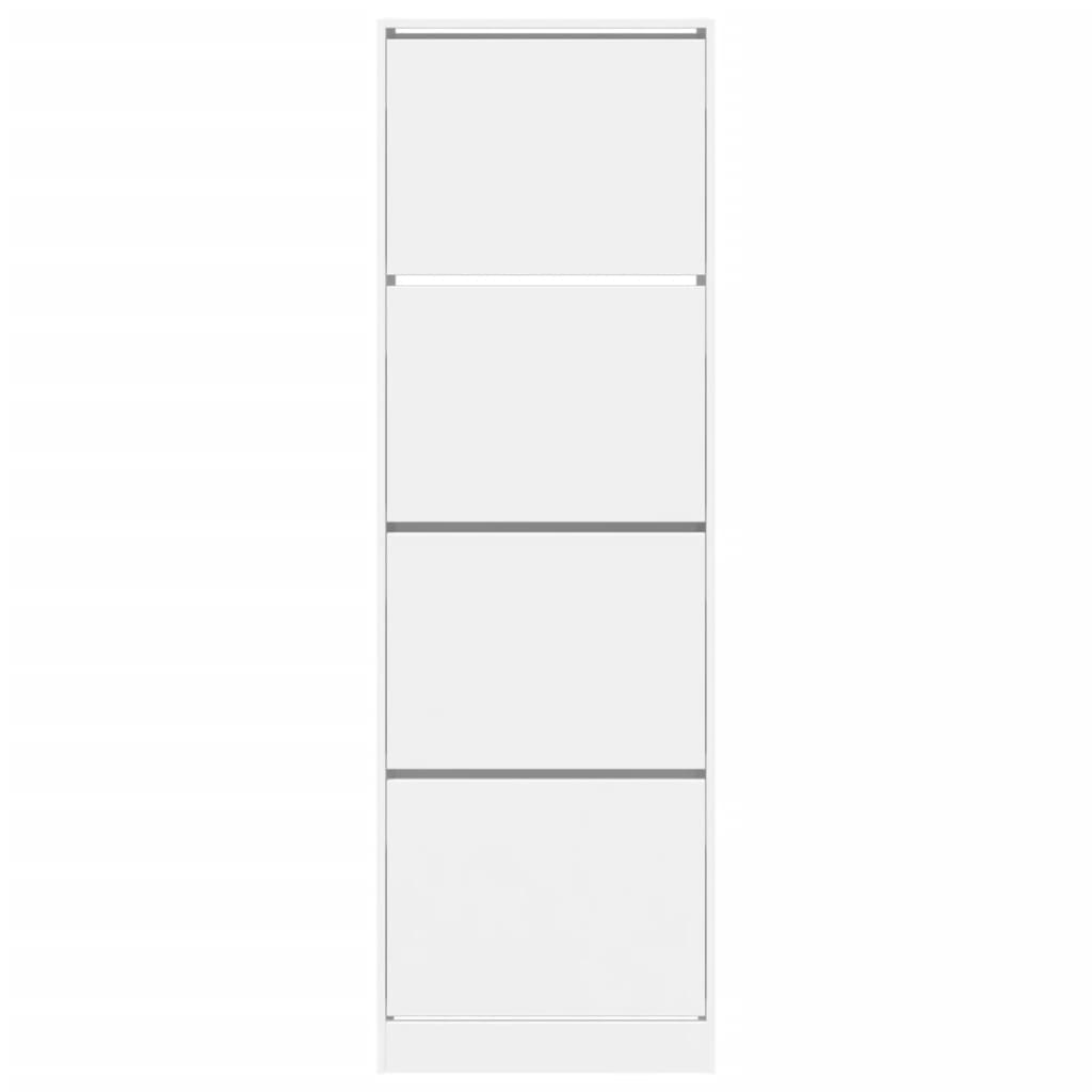 Shoe cabinet with 4 flaps white 60x34x187.5 cm