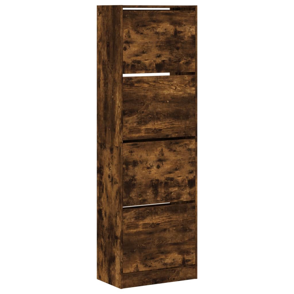 Shoe cabinet with 4 doors smoked oak 60x34x187.5 cm