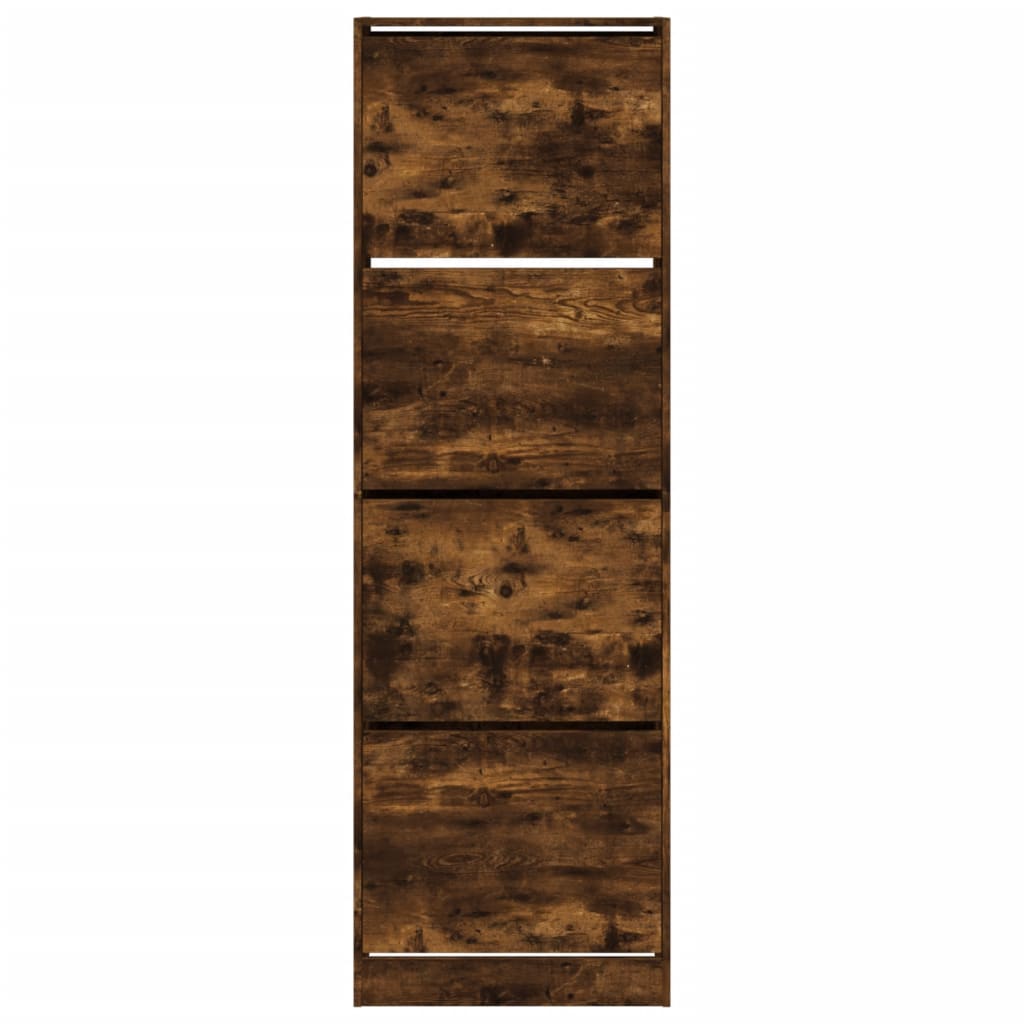 Shoe cabinet with 4 doors smoked oak 60x34x187.5 cm