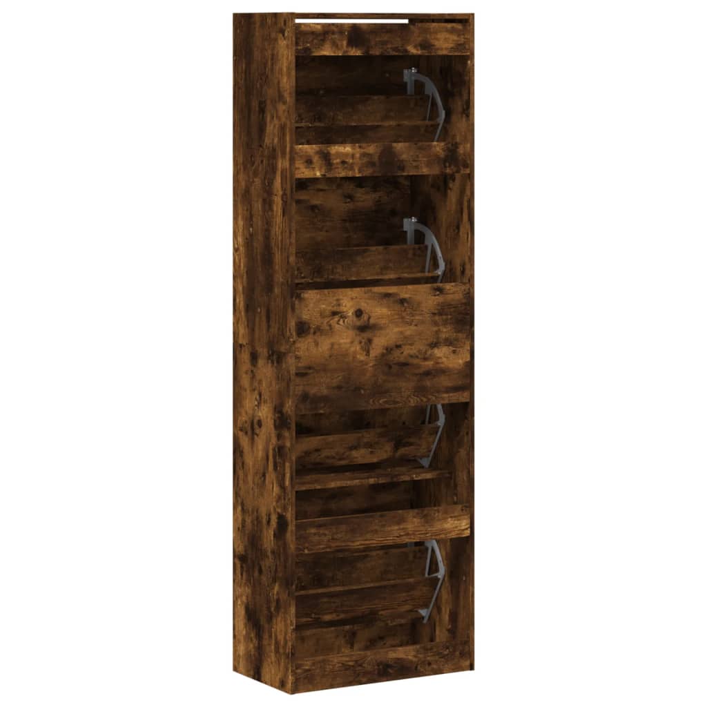 Shoe cabinet with 4 doors smoked oak 60x34x187.5 cm