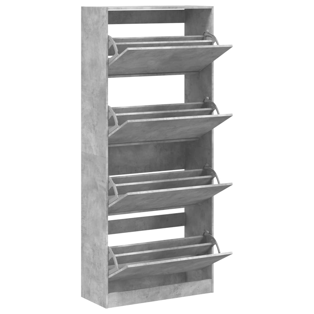 Shoe cabinet with 4 doors, concrete grey, 80 x 34 x 187.5 cm
