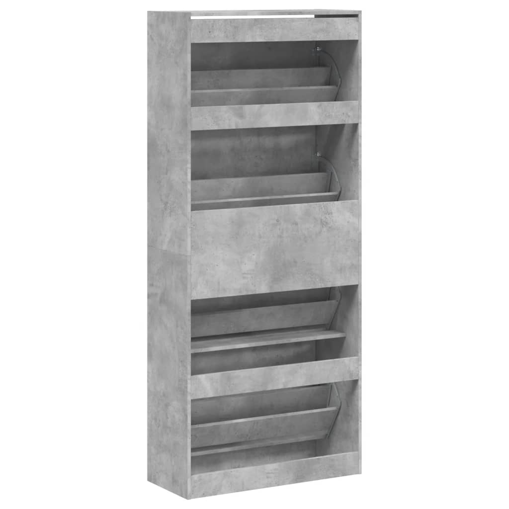 Shoe cabinet with 4 doors, concrete grey, 80 x 34 x 187.5 cm