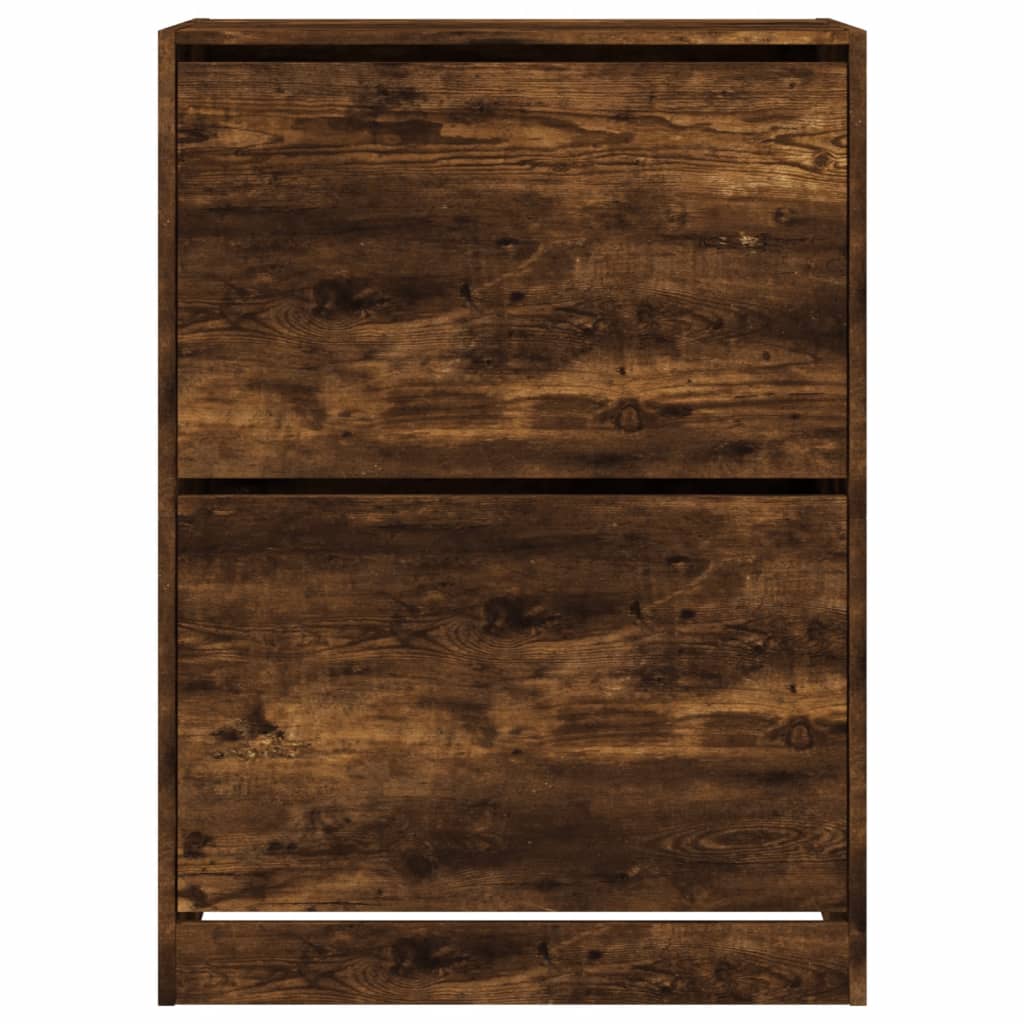 Shoe cabinet with 2 flaps smoked oak 80x42x108 cm