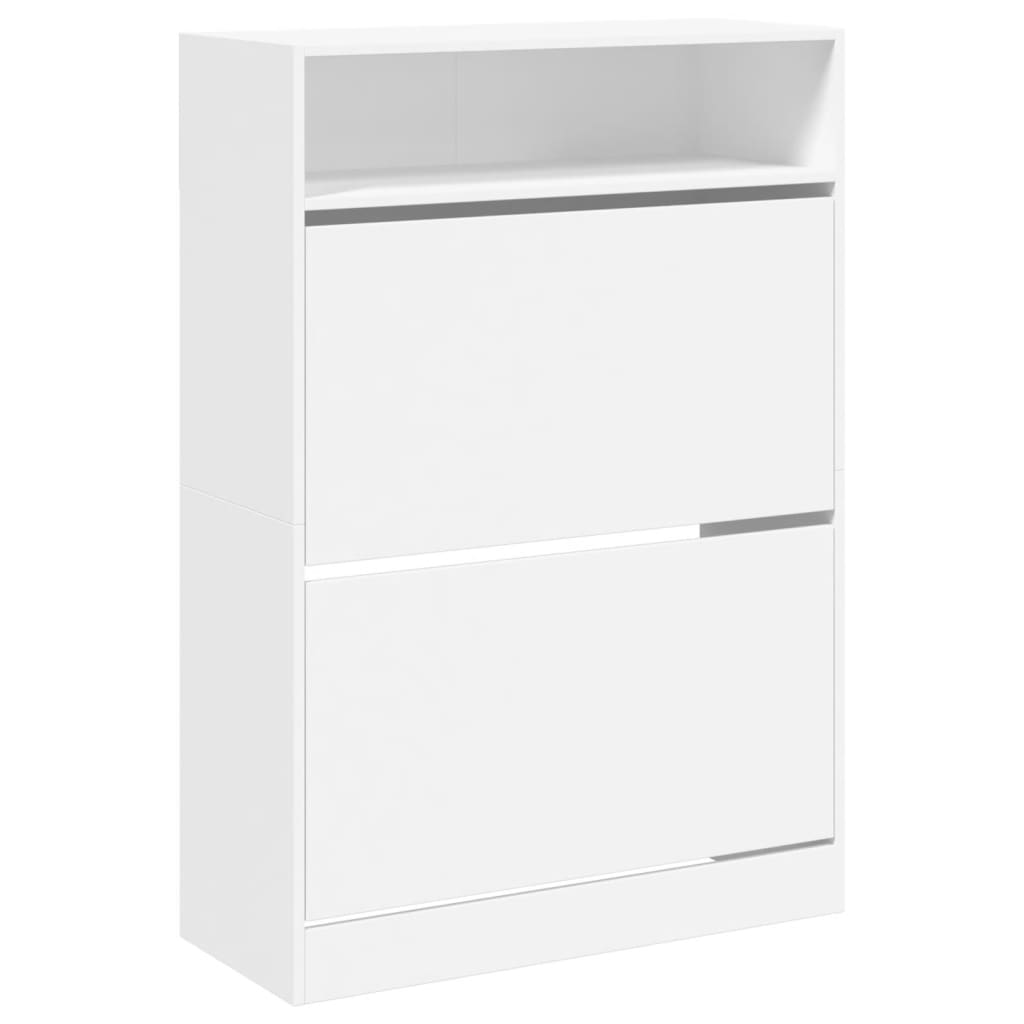 Shoe cabinet with 2 flaps white 80x34x116 cm