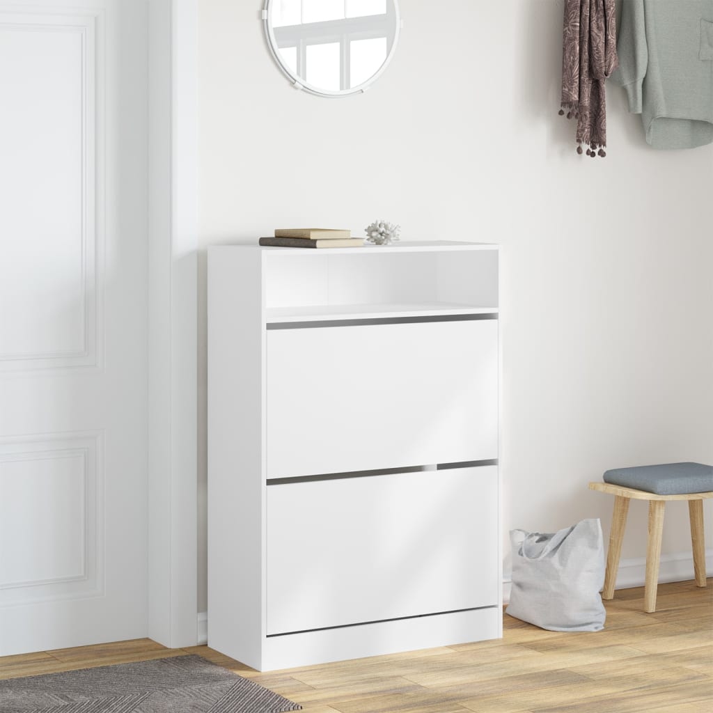 Shoe cabinet with 2 flaps white 80x34x116 cm