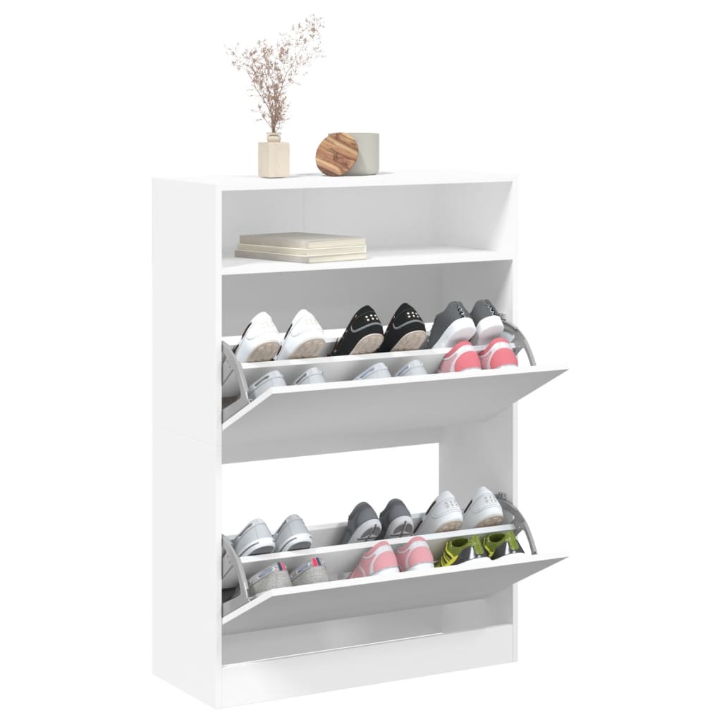 Shoe cabinet with 2 flaps white 80x34x116 cm