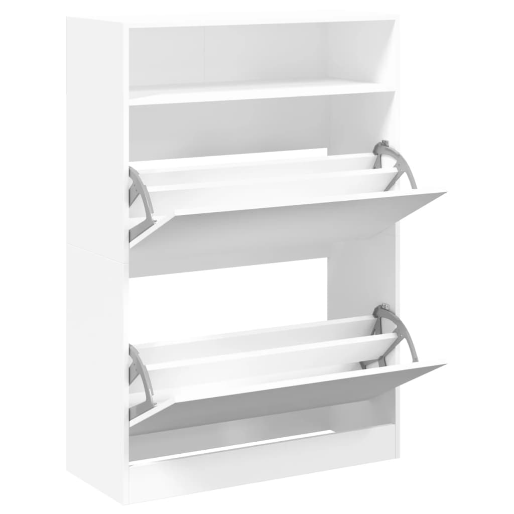 Shoe cabinet with 2 flaps white 80x34x116 cm