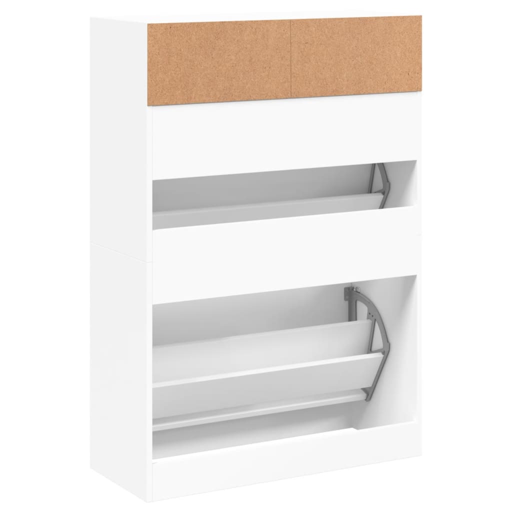 Shoe cabinet with 2 flaps white 80x34x116 cm