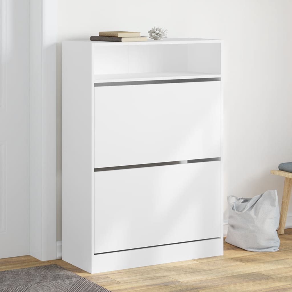 Shoe cabinet with 2 flaps white 80x34x116 cm