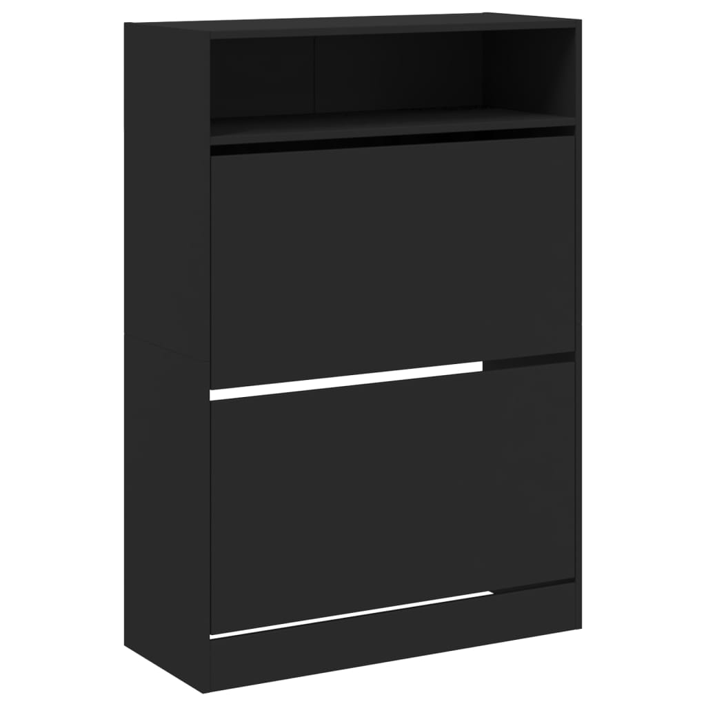 Shoe cabinet with 2 flaps Black 80x34x116 cm