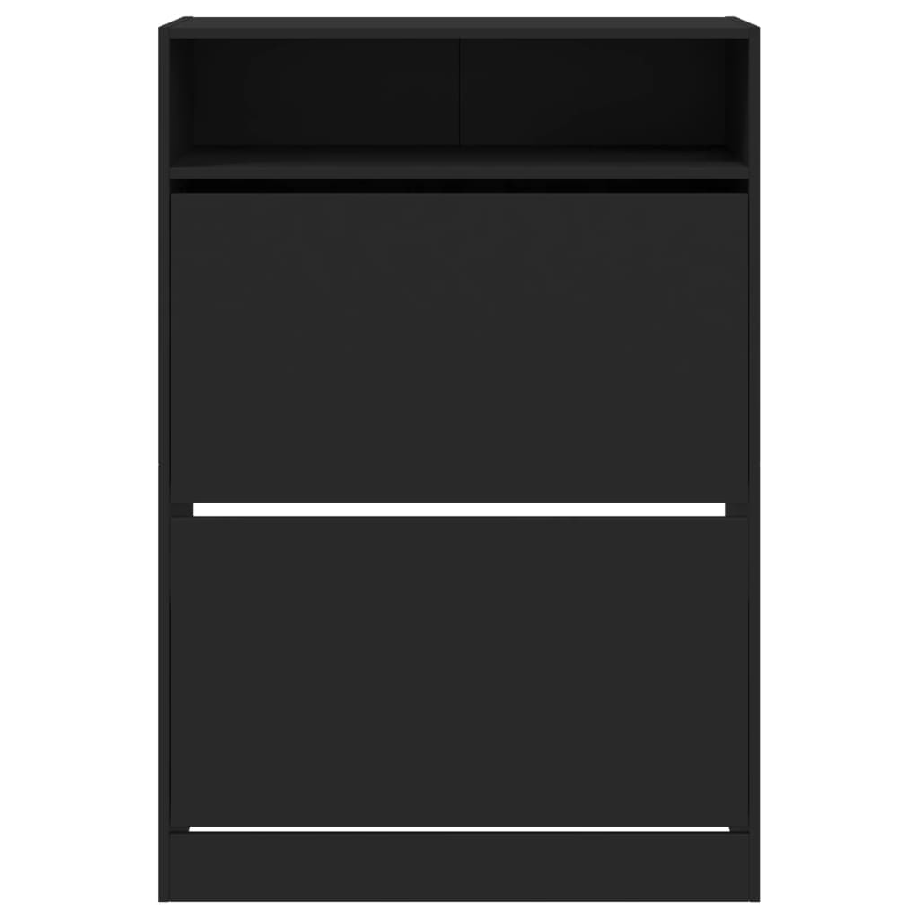 Shoe cabinet with 2 flaps Black 80x34x116 cm