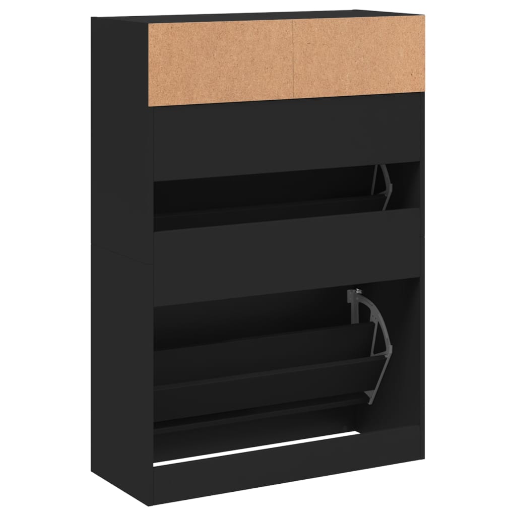 Shoe cabinet with 2 flaps Black 80x34x116 cm