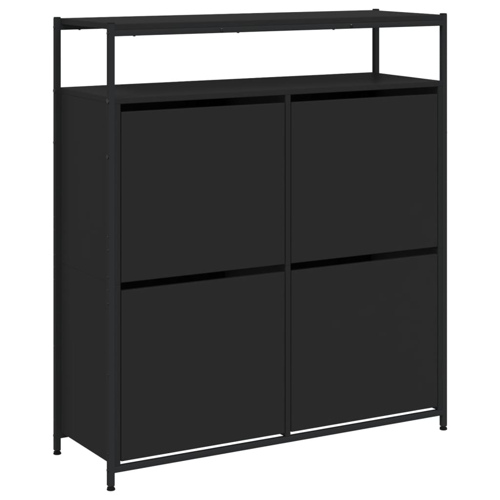 Shoe cabinet with 4 flaps Black 100x34x112 cm