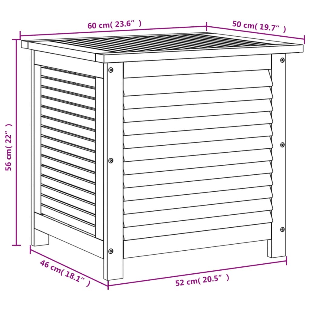Gartenbox mit Lüftungsschlitzen 60x50x56 cm Massivholz Akazie