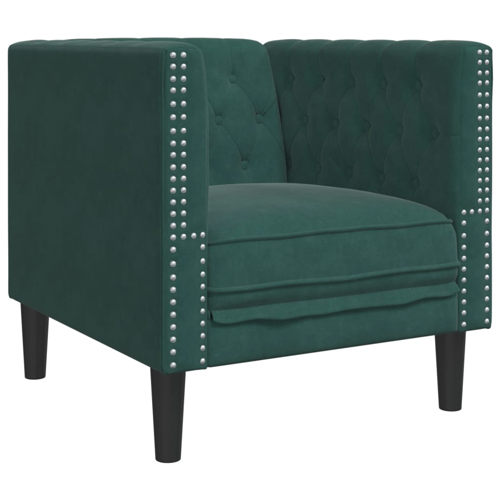 Chesterfield-Sessel Dunkelgrün Samt