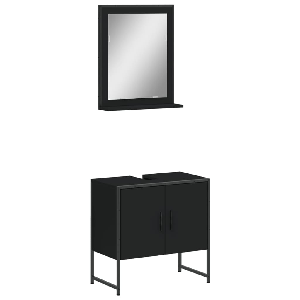 2-tlg. Badmöbel-Set Schwarz Holzwerkstoff