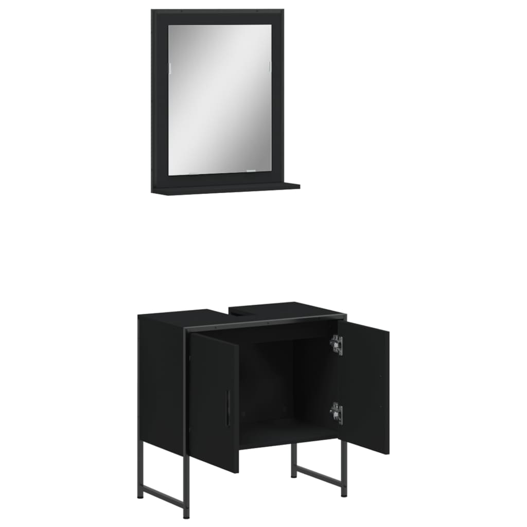 2-piece bathroom furniture set black wood material
