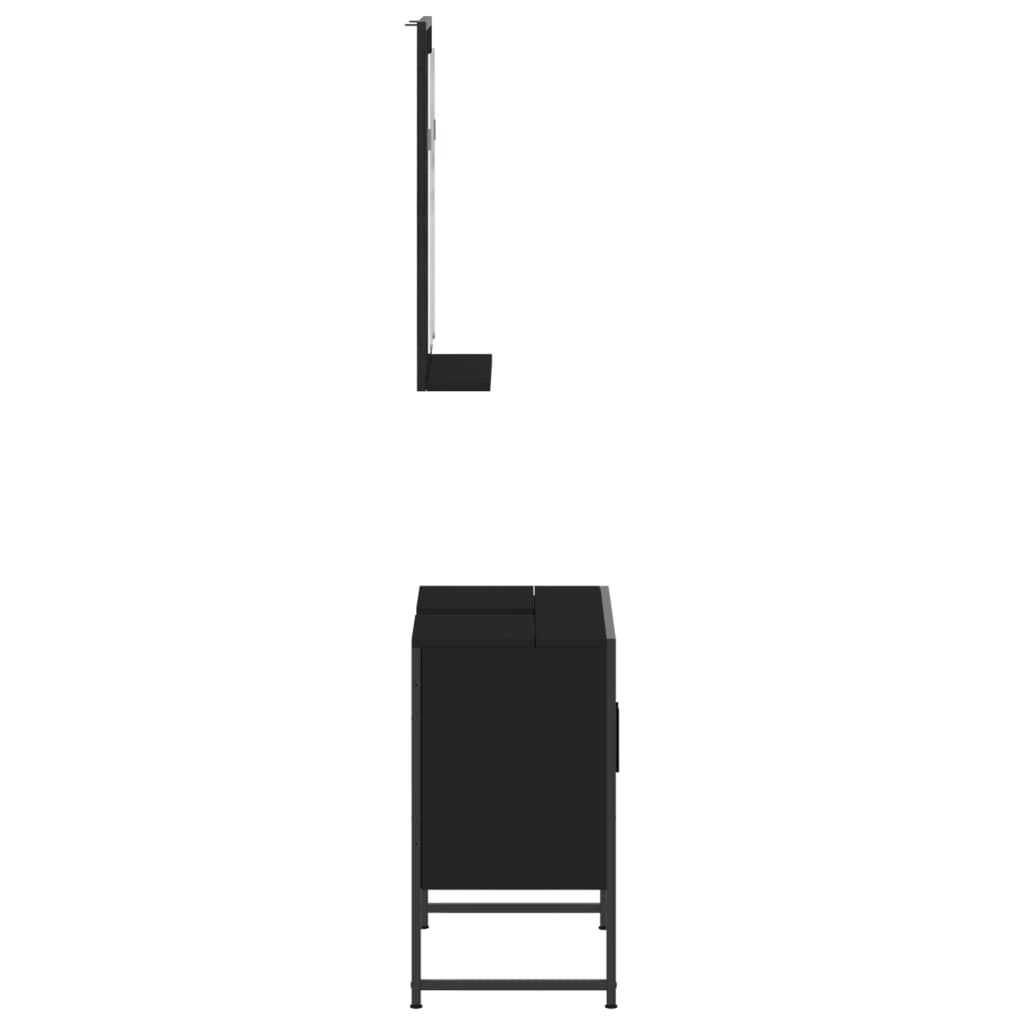 2-piece bathroom furniture set black wood material