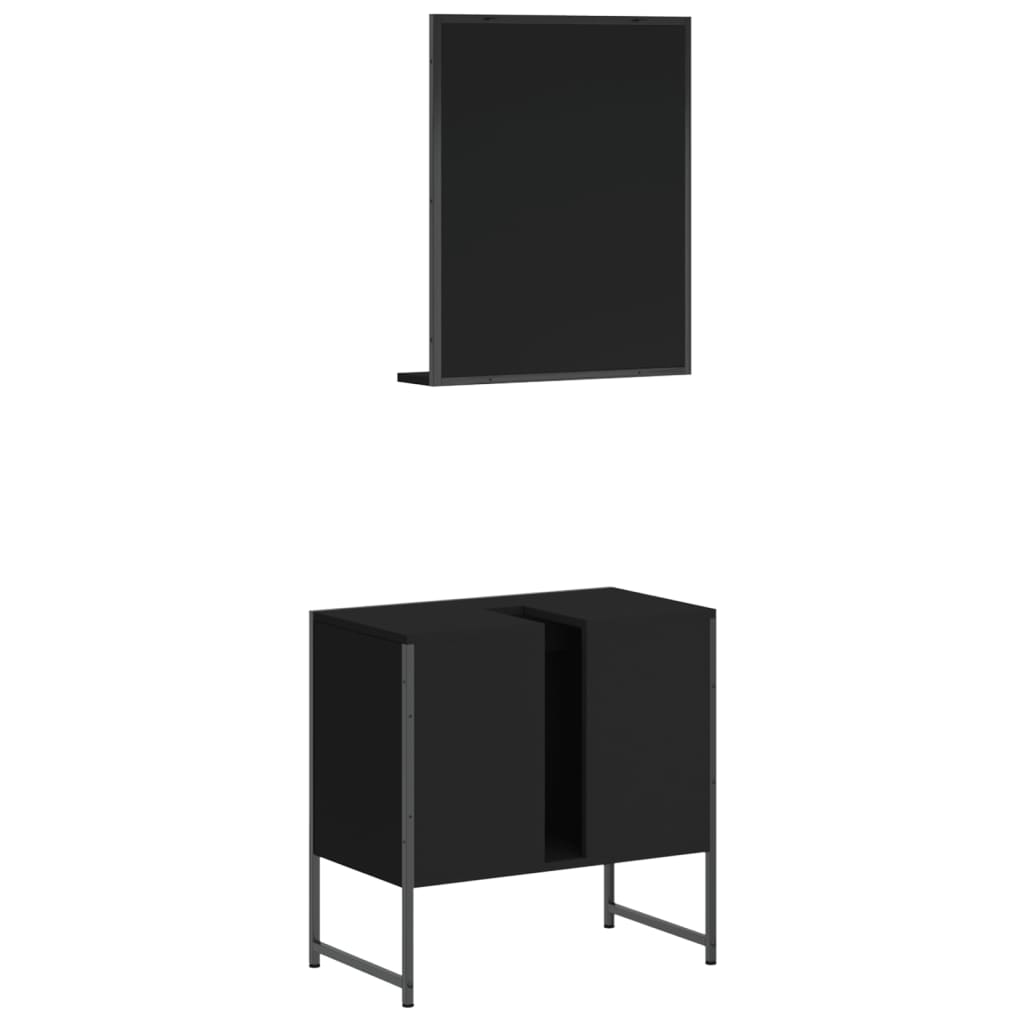 2-piece bathroom furniture set black wood material