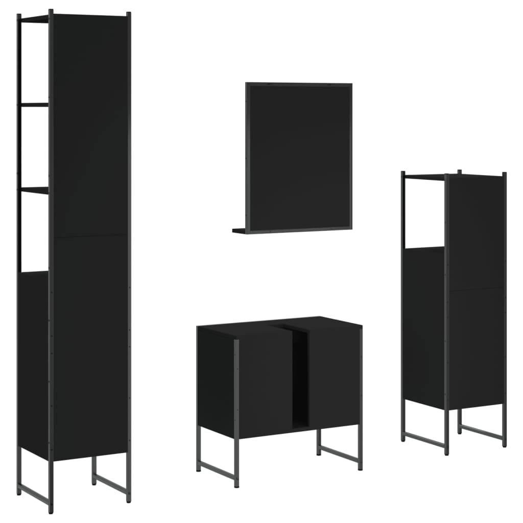4-tlg. Badmöbel-Set Schwarz Holzwerkstoff