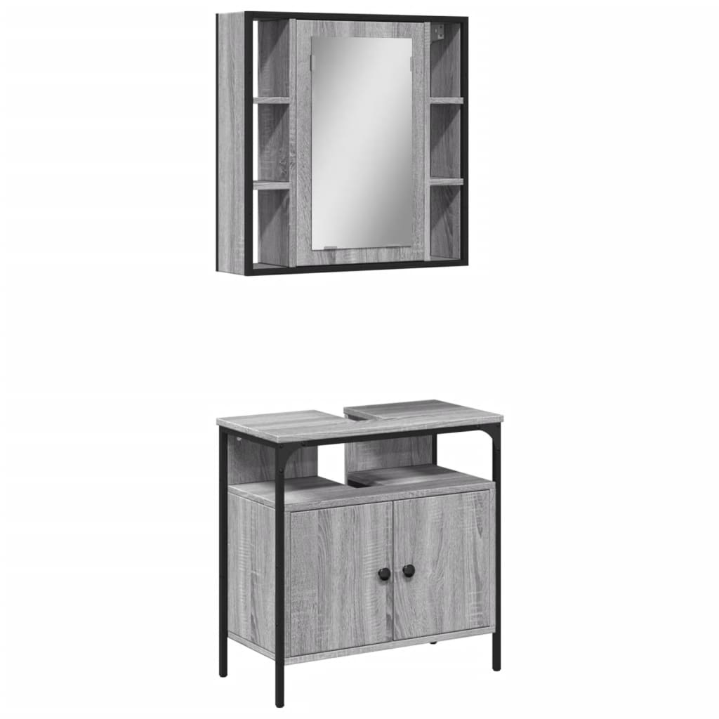 2-piece bathroom furniture set gray Sonoma wood material