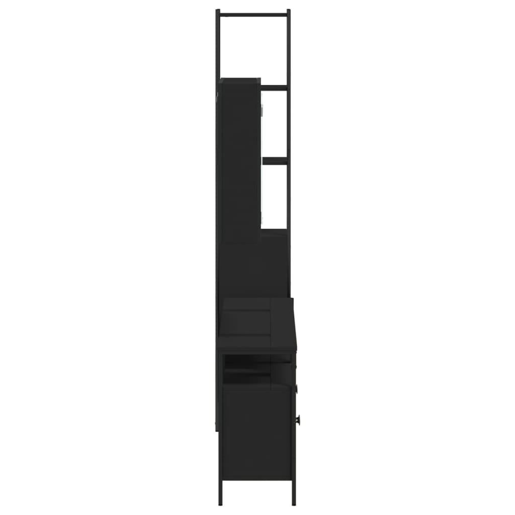 4-piece bathroom furniture set black wood-based material