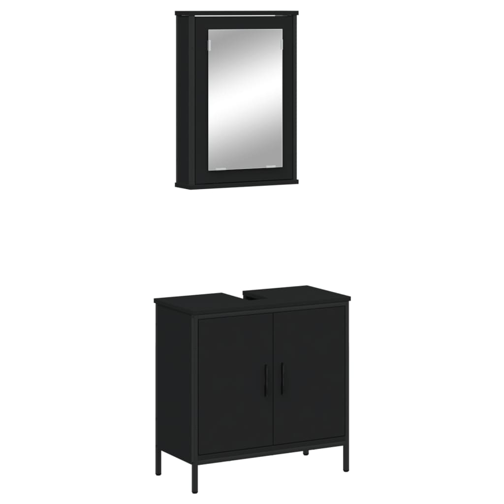 2-piece bathroom furniture set black wood material