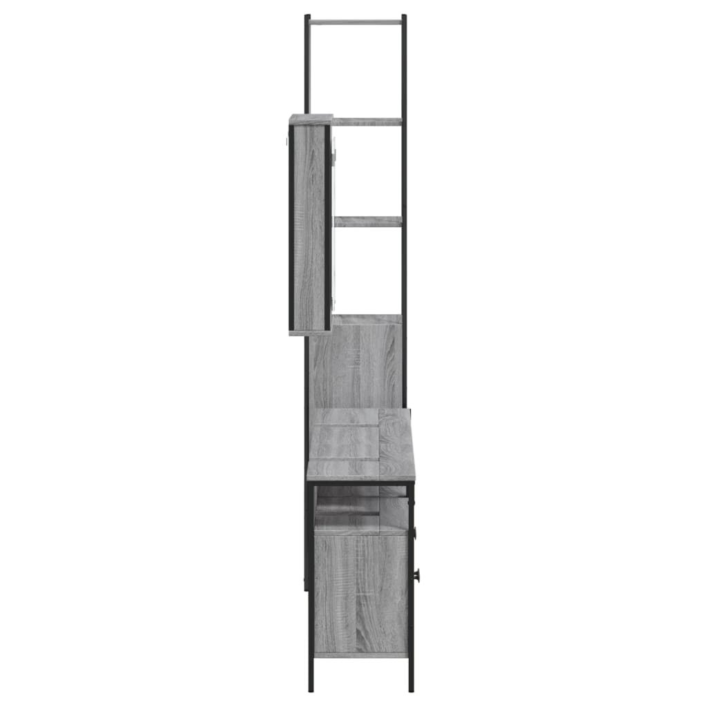 4-piece bathroom furniture set, grey Sonoma wood-based material